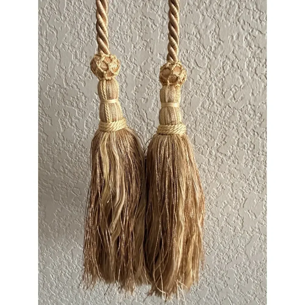 gold and beige rope tassel curtain tiebacks Set Of 5